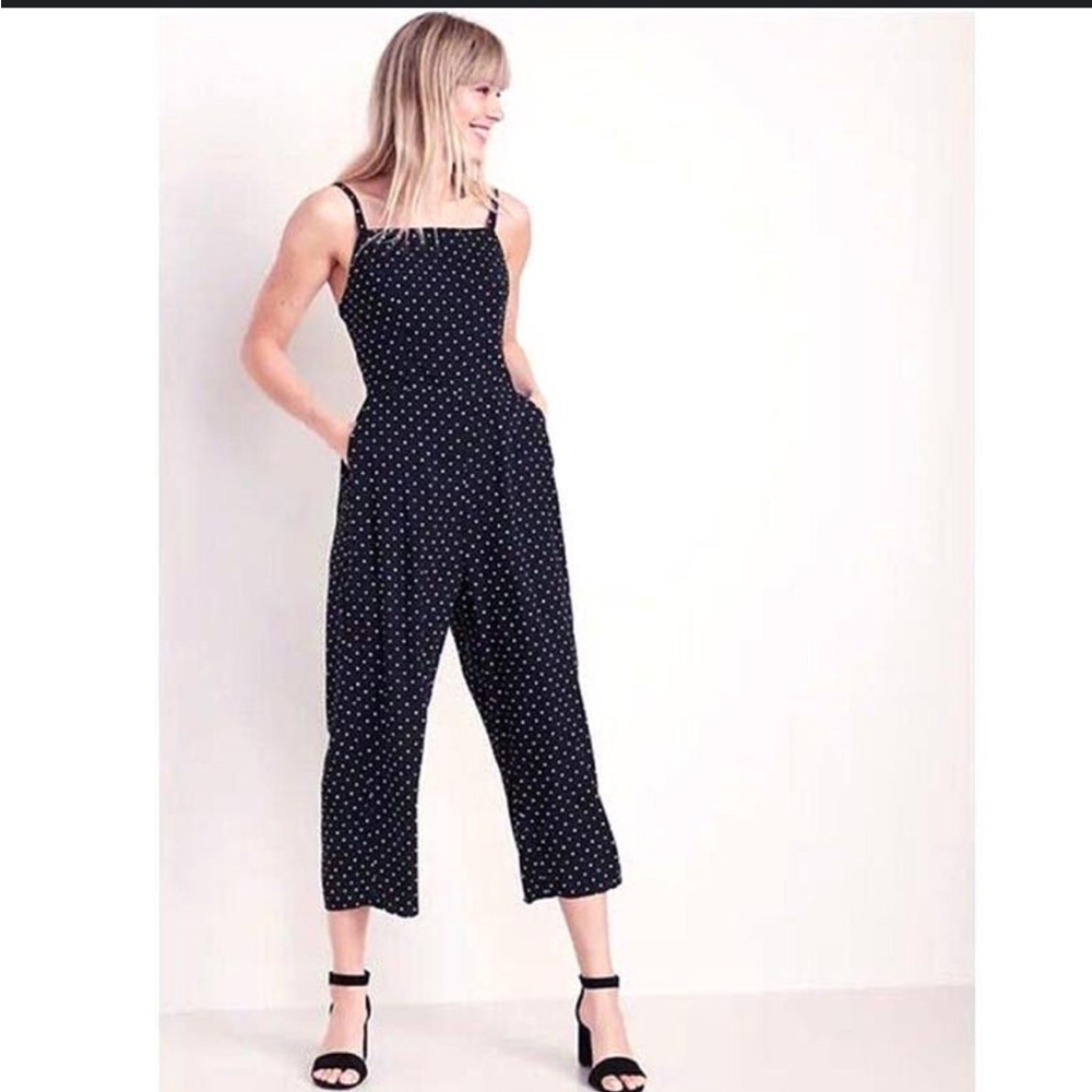 Old Navy Navy Blue Polka Dot Jumpsuit with Relaxed Fit